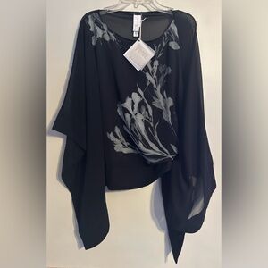 NWT Black Floral Sheer Blouse Wynne Layers size Small